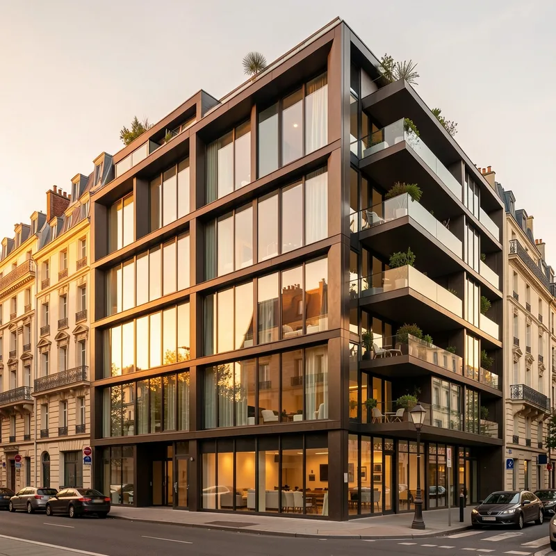 Résidence de coliving avec espaces communs partagés et coin coworking